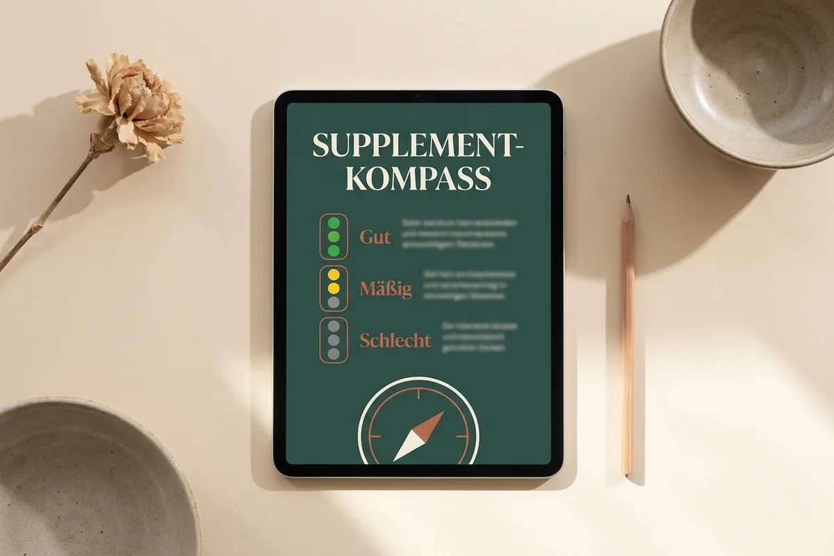 Der Supplement-Kompass mit Evidenz-Ampeln auf dem Tablet