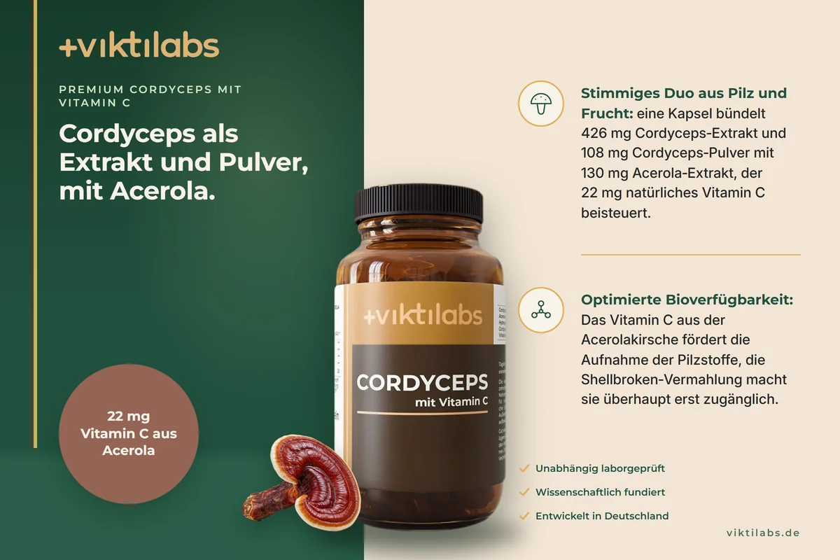 Anzeige: Viktilabs Premium Cordyceps, Kapseln im Braunglas