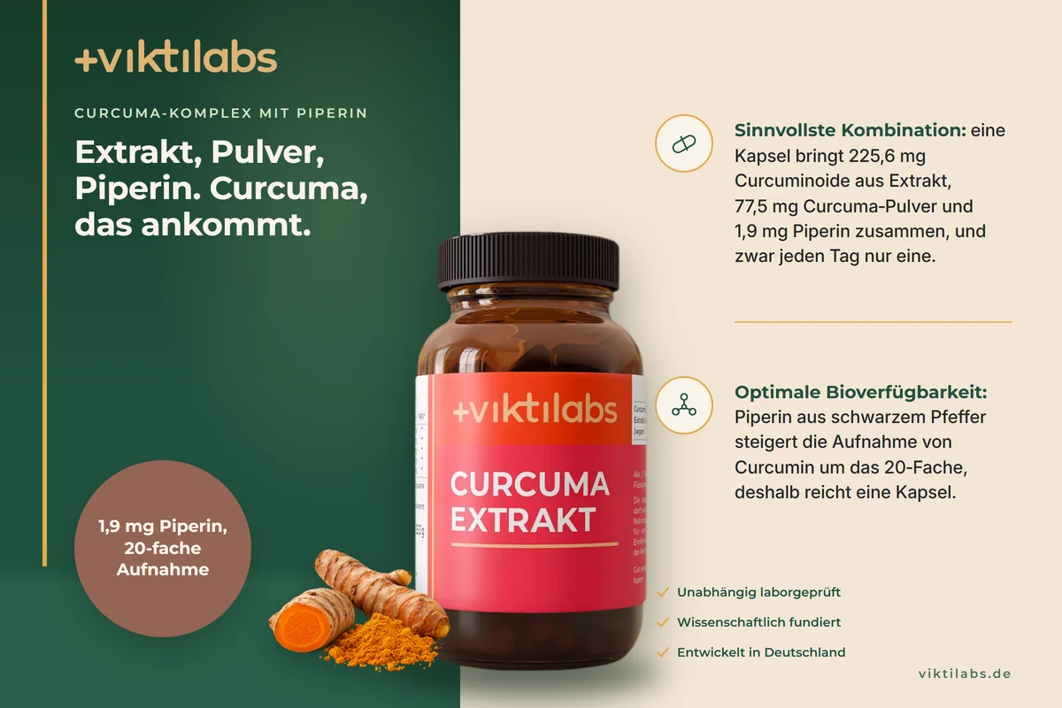 Anzeige: Viktilabs Curcuma-Komplex, 60 Kapseln im Braunglas