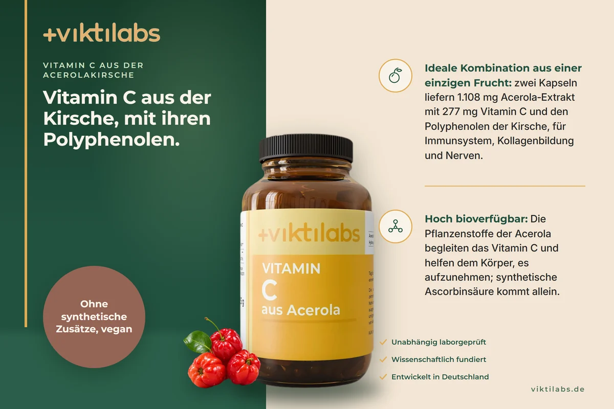 Anzeige: Viktilabs Vitamin C aus Acerola, Kapseln im Braunglas